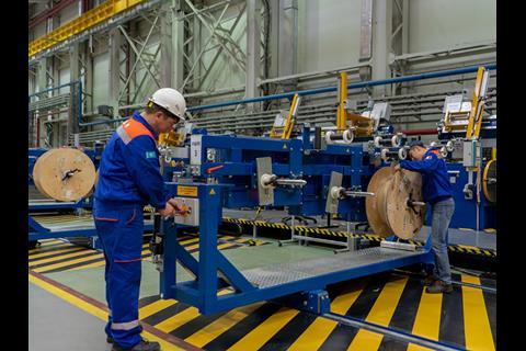 Alstom has begun production of onboard transformers for the electric locomotives at the EKZ joint venture with Transmashholding at Astana in Kazakhstan.